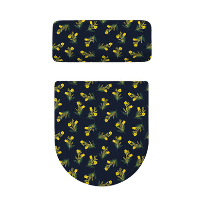 Spring Daffodil Flower Pattern Print Toilet Lid And Tank Cover Set