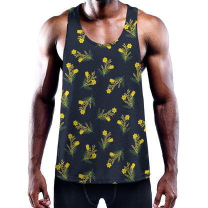 Spring Daffodil Flower Pattern Print Training Tank Top