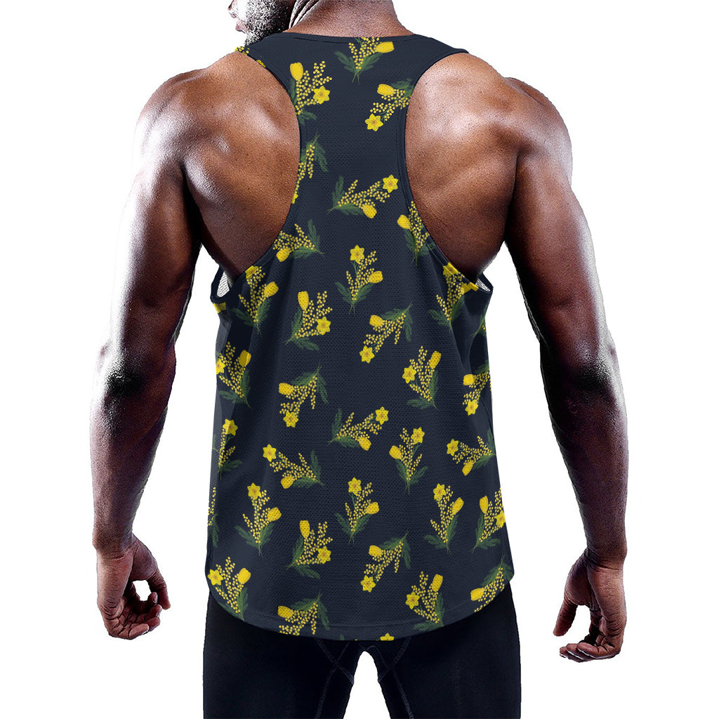 Spring Daffodil Flower Pattern Print Training Tank Top