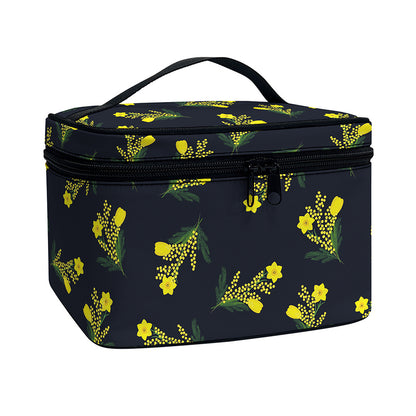 Spring Daffodil Flower Pattern Print Travel Makeup Bag