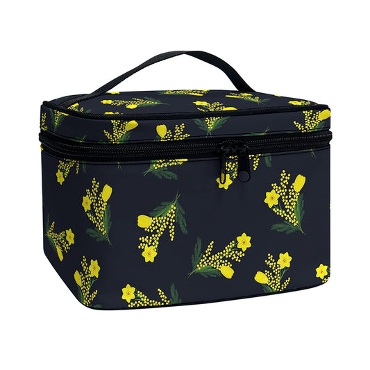 Spring Daffodil Flower Pattern Print Travel Makeup Bag