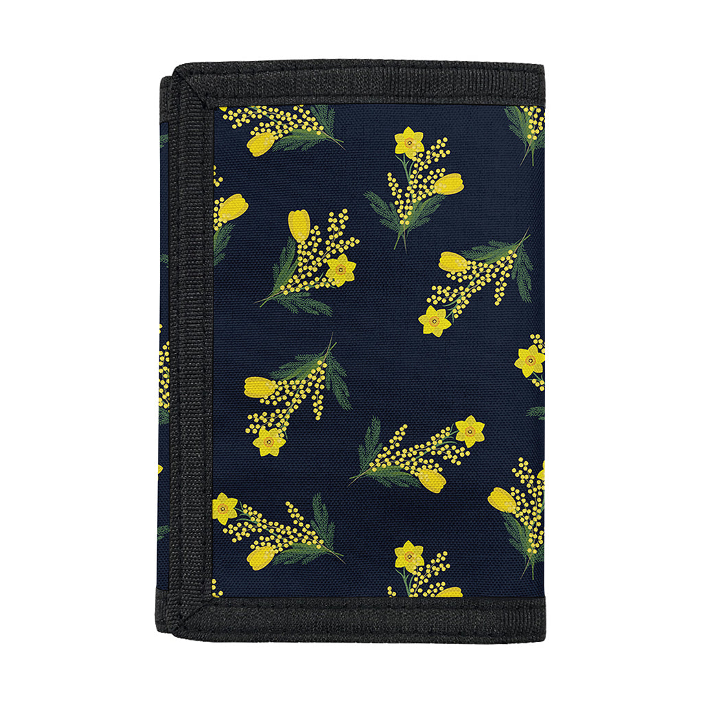 Spring Daffodil Flower Pattern Print Trifold Wallet