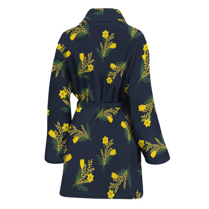 Spring Daffodil Flower Pattern Print Women's Bathrobe