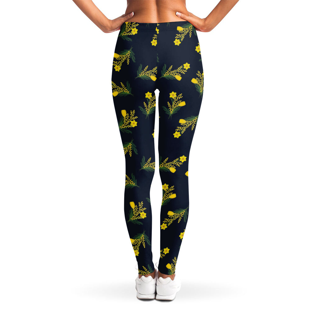 Spring Daffodil Flower Pattern Print Women's Leggings