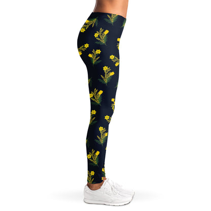 Spring Daffodil Flower Pattern Print Women's Leggings