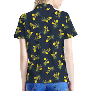 Spring Daffodil Flower Pattern Print Women's Polo Shirt