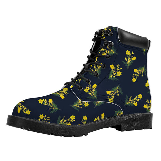 Spring Daffodil Flower Pattern Print Work Boots
