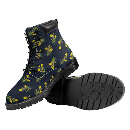 Spring Daffodil Flower Pattern Print Work Boots