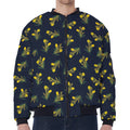 Spring Daffodil Flower Pattern Print Zip Sleeve Bomber Jacket