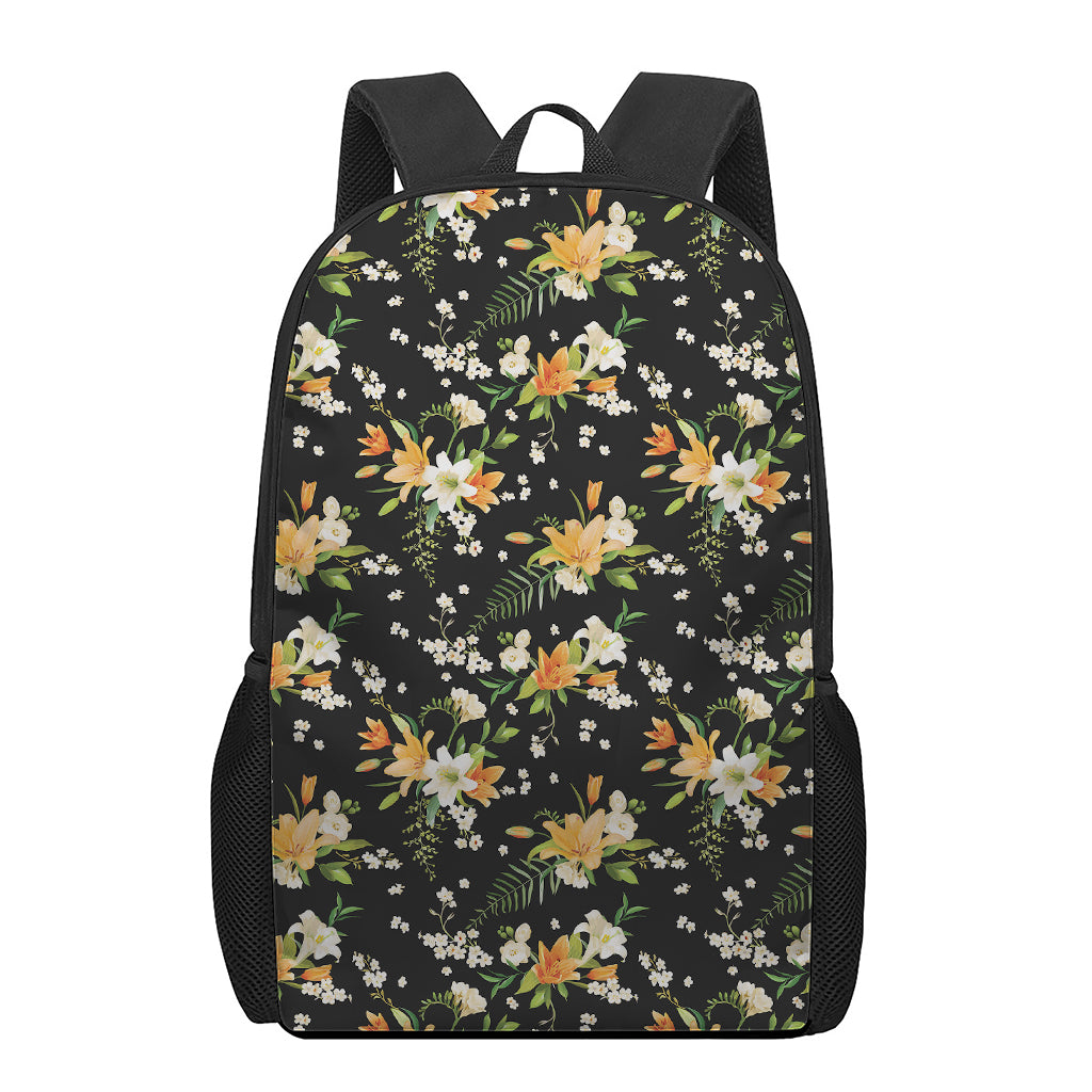 Spring Lily Flowers Pattern Print 17 Inch Backpack