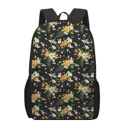 Spring Lily Flowers Pattern Print 17 Inch Backpack
