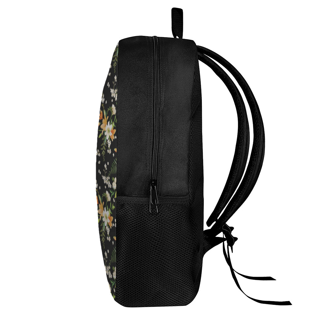 Spring Lily Flowers Pattern Print 17 Inch Backpack