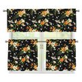 Spring Lily Flowers Pattern Print 3 Piece Kitchen Curtains