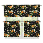 Spring Lily Flowers Pattern Print 3 Piece Kitchen Curtains