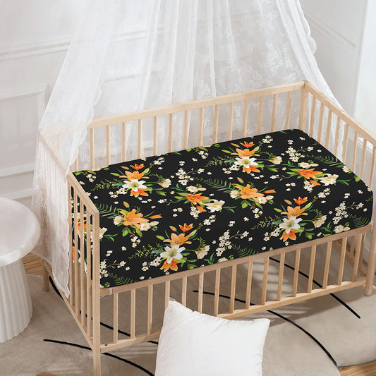 Spring Lily Flowers Pattern Print Baby Crib Sheet