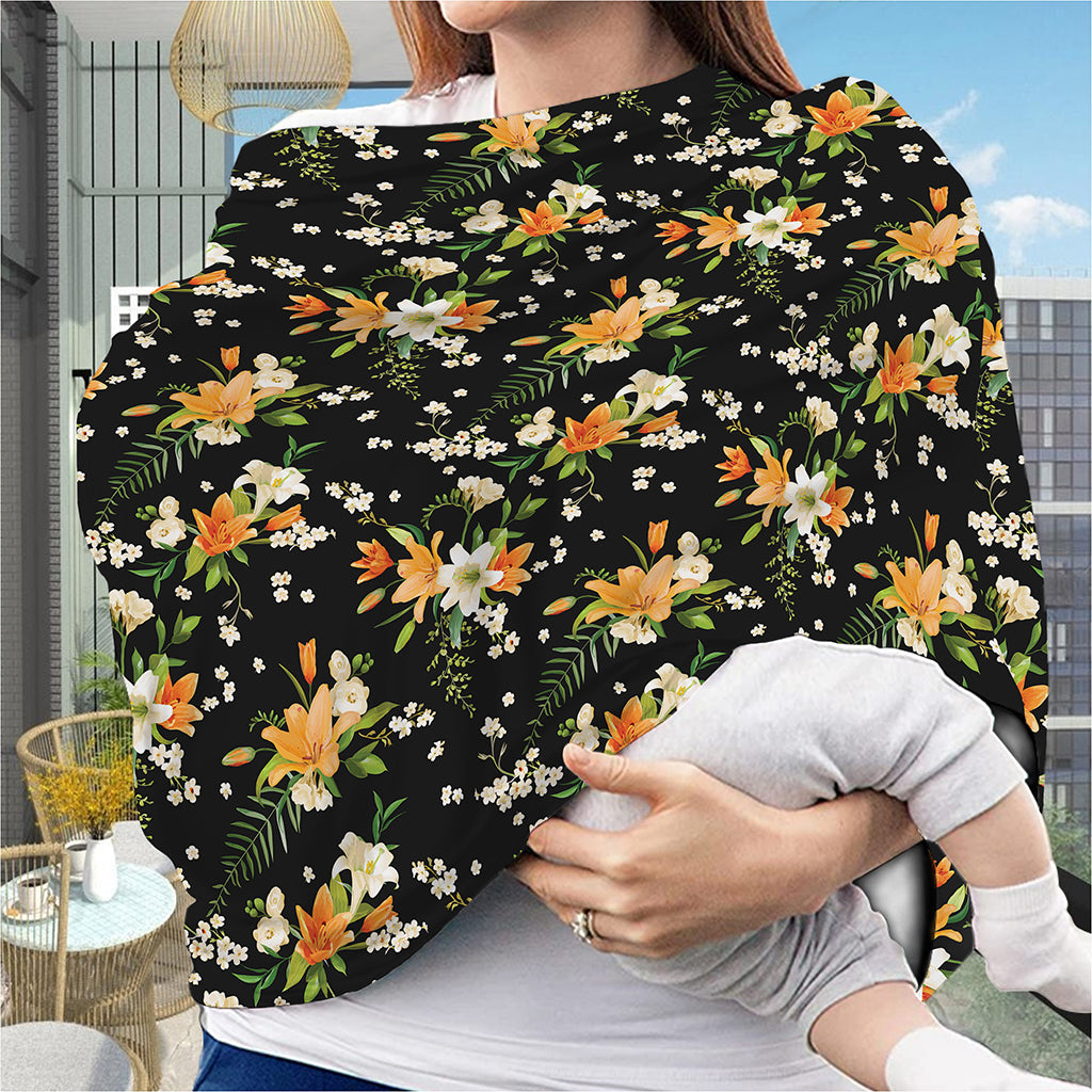 Spring Lily Flowers Pattern Print Baby Seat Cover