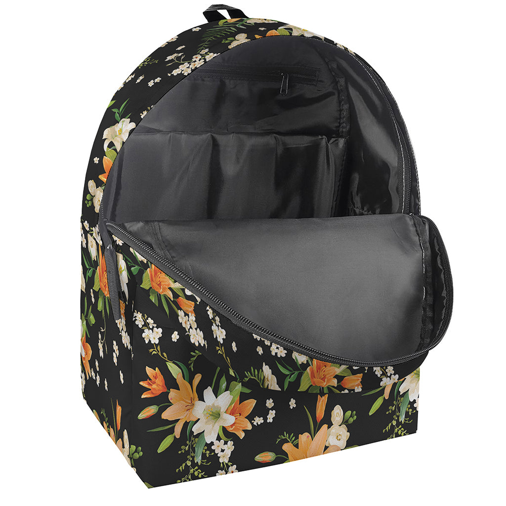 Spring Lily Flowers Pattern Print Backpack