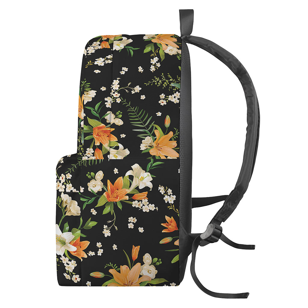 Spring Lily Flowers Pattern Print Backpack