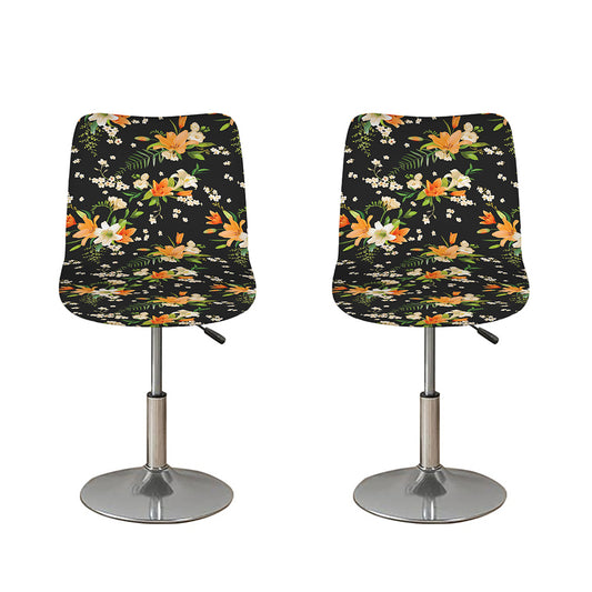 Spring Lily Flowers Pattern Print Bar Stool Covers