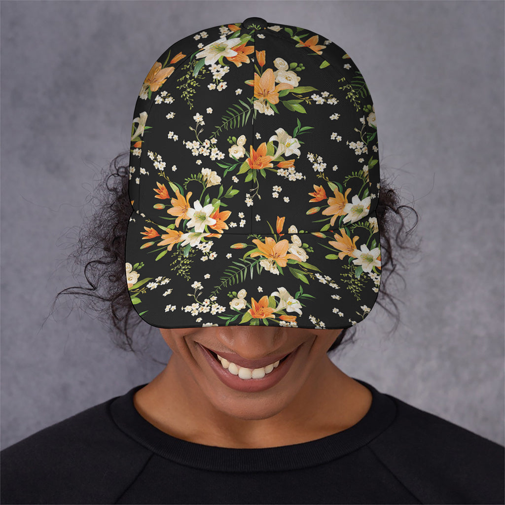 Spring Lily Flowers Pattern Print Baseball Cap