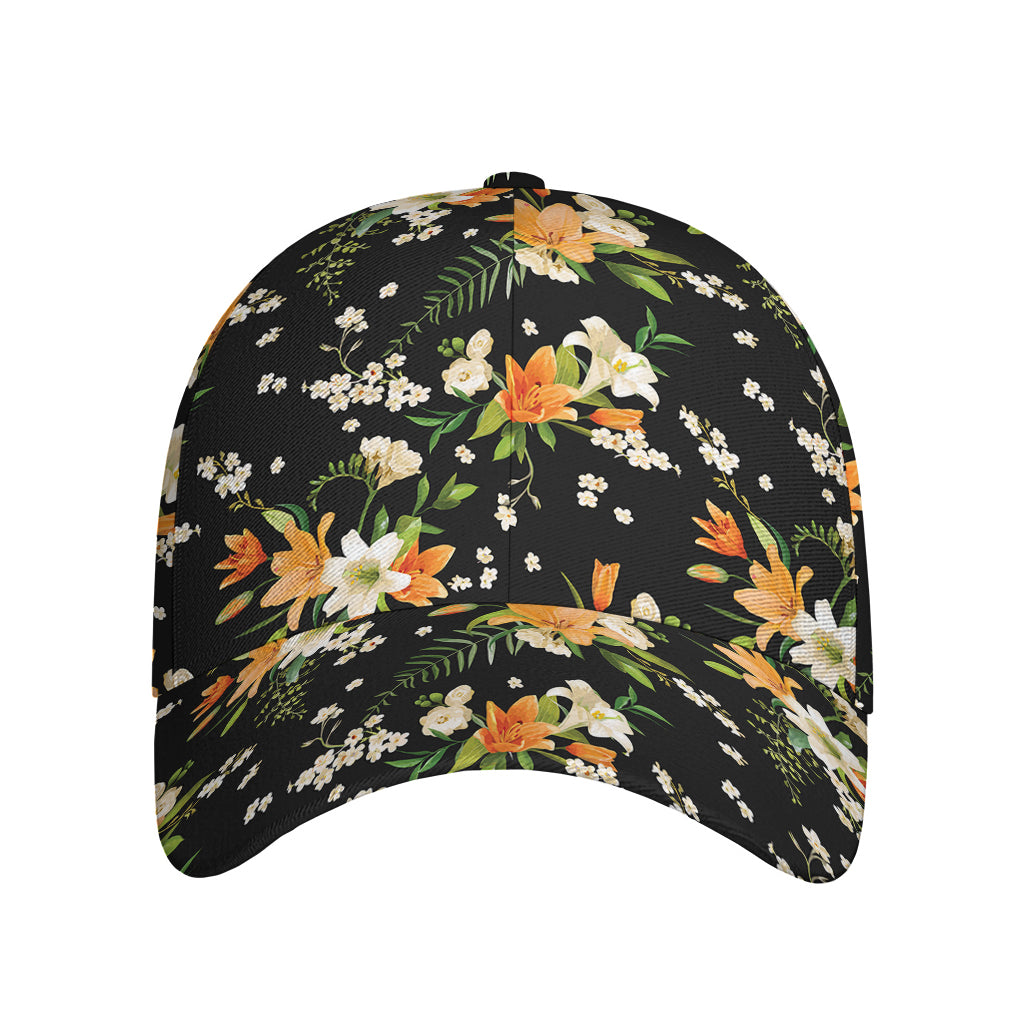 Spring Lily Flowers Pattern Print Baseball Cap
