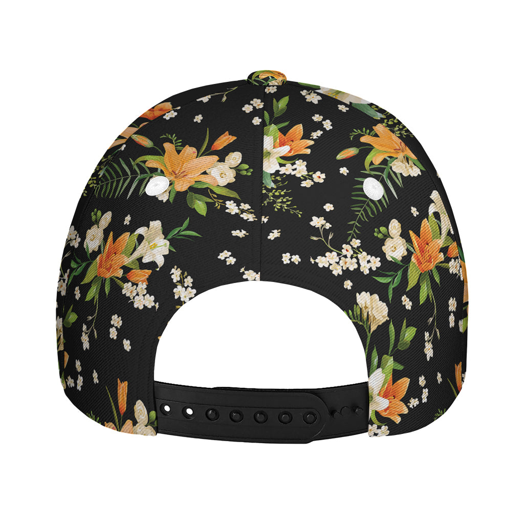 Spring Lily Flowers Pattern Print Baseball Cap