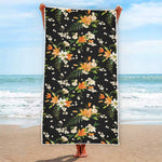 Spring Lily Flowers Pattern Print Beach Towel