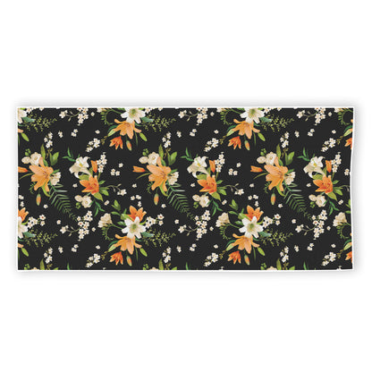 Spring Lily Flowers Pattern Print Beach Towel