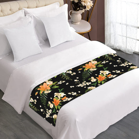Spring Lily Flowers Pattern Print Bed Runner