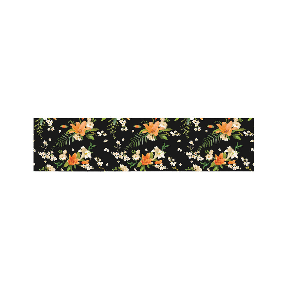Spring Lily Flowers Pattern Print Bed Runner