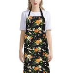 Spring Lily Flowers Pattern Print Bib Apron With Pocket