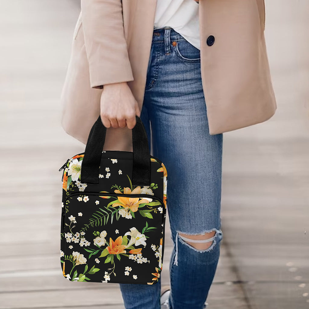 Spring Lily Flowers Pattern Print Bible Tote Bag