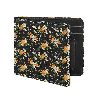 Spring Lily Flowers Pattern Print Bifold Wallet