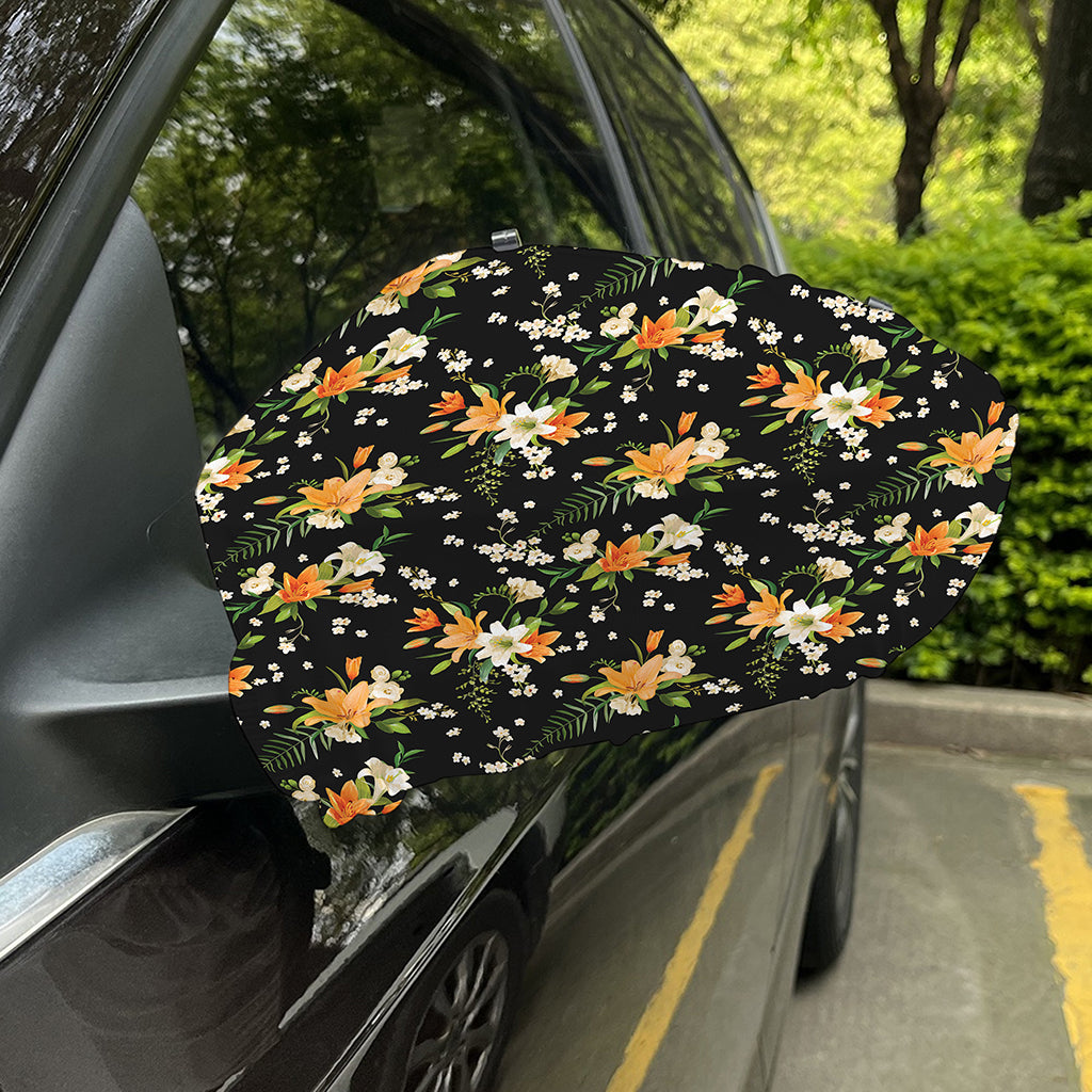 Spring Lily Flowers Pattern Print Car Side Mirror Covers