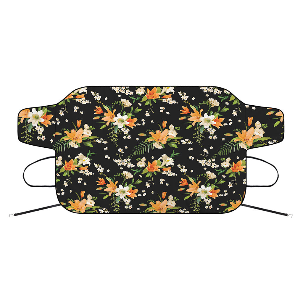 Spring Lily Flowers Pattern Print Car Windshield Snow Cover