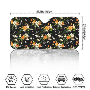 Spring Lily Flowers Pattern Print Car Windshield Sun Shade