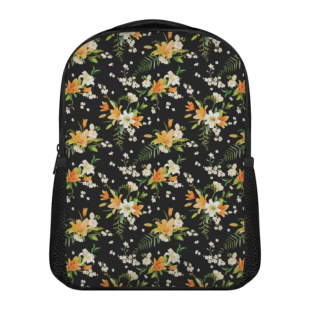 Spring Lily Flowers Pattern Print Casual Backpack