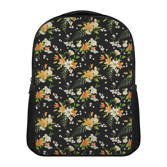 Spring Lily Flowers Pattern Print Casual Backpack