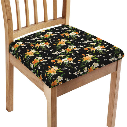 Spring Lily Flowers Pattern Print Chair Cushion Cover