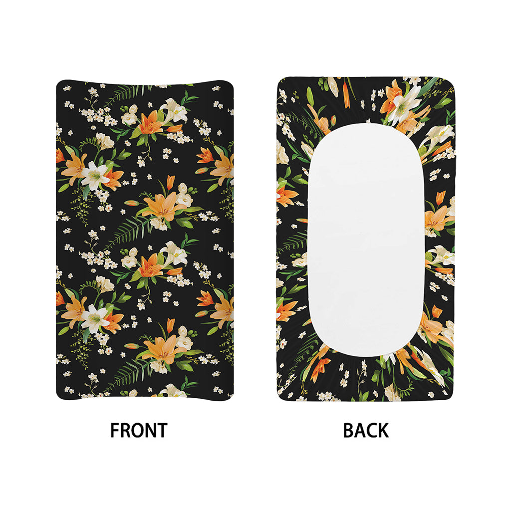 Spring Lily Flowers Pattern Print Changing Pad Cover