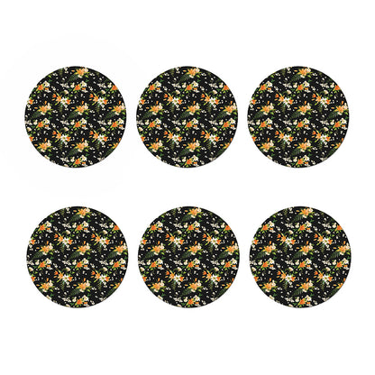 Spring Lily Flowers Pattern Print Coaster Set