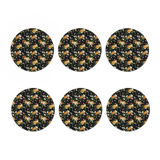 Spring Lily Flowers Pattern Print Coaster Set