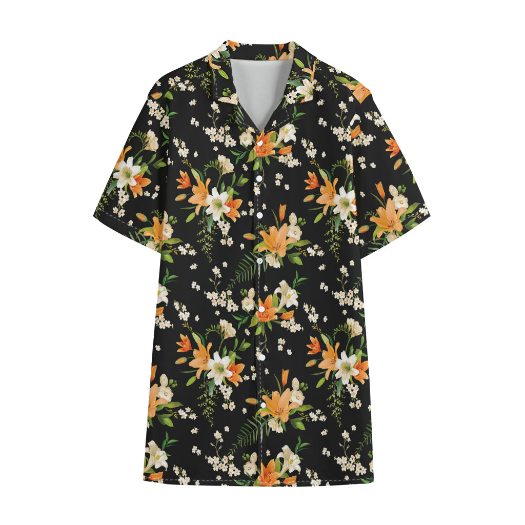 Spring Lily Flowers Pattern Print Cotton Hawaiian Shirt