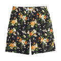 Spring Lily Flowers Pattern Print Cotton Shorts