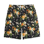 Spring Lily Flowers Pattern Print Cotton Shorts