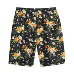 Spring Lily Flowers Pattern Print Cotton Shorts