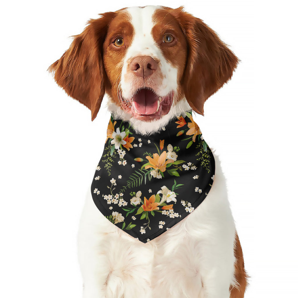 Spring Lily Flowers Pattern Print Dog Bandana