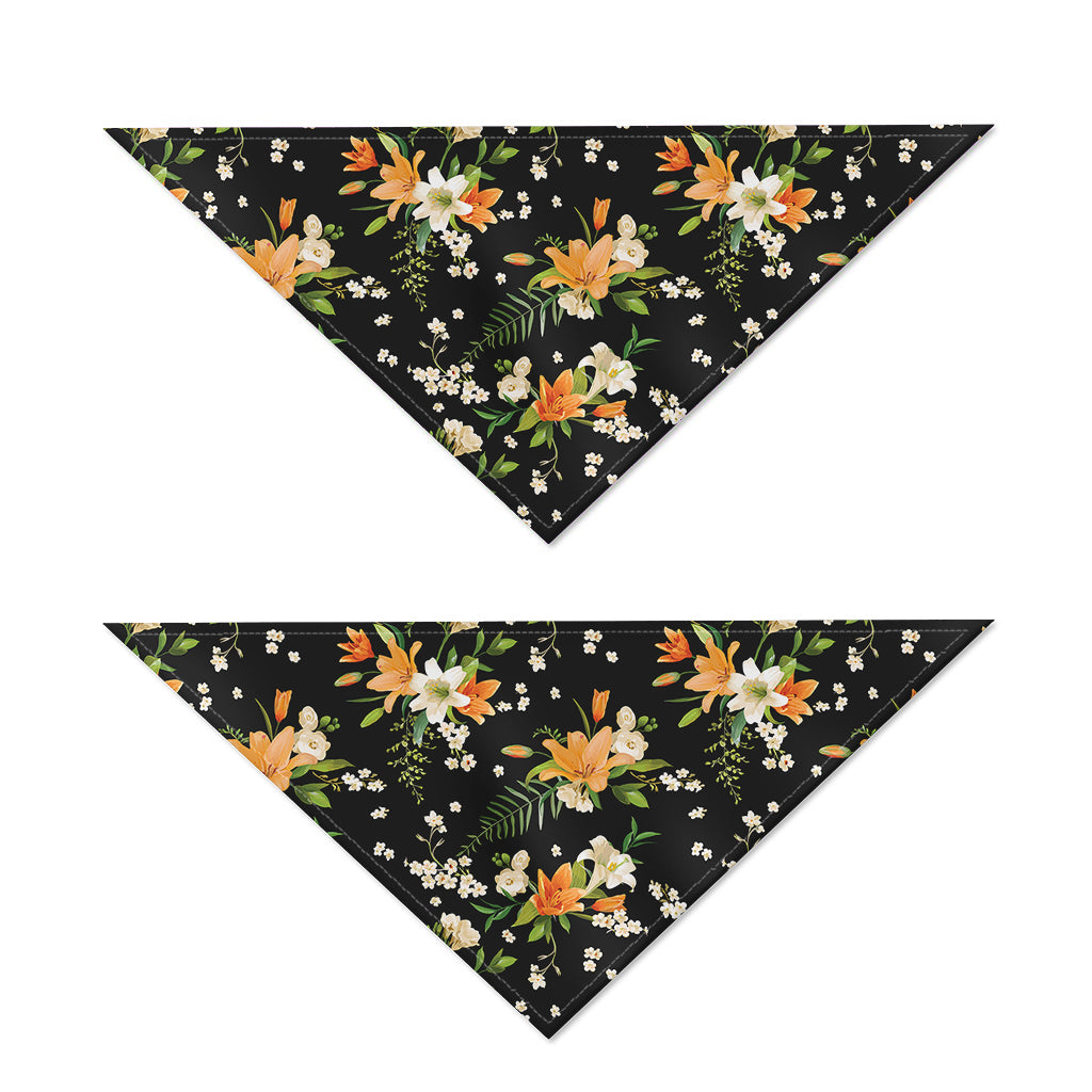 Spring Lily Flowers Pattern Print Dog Bandana