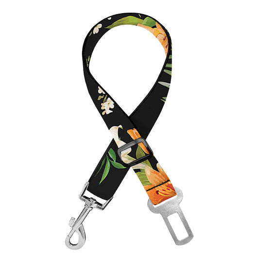 Spring Lily Flowers Pattern Print Dog Seat Belt
