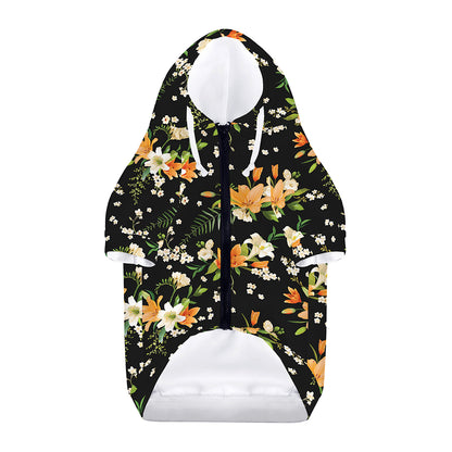 Spring Lily Flowers Pattern Print Dog Zip Up Hoodie